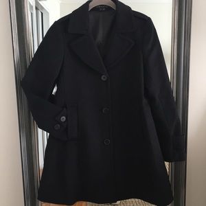 Theory Wool/Cashmere Swing Coat. Black. Small.